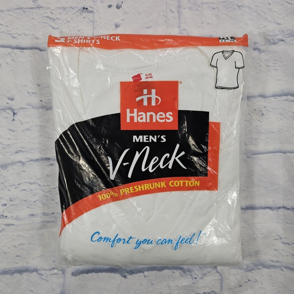 Hanes V Neck Tee T Shirts NOS 3 Pack XL 46/48  Brand New Vintage 1997 90s